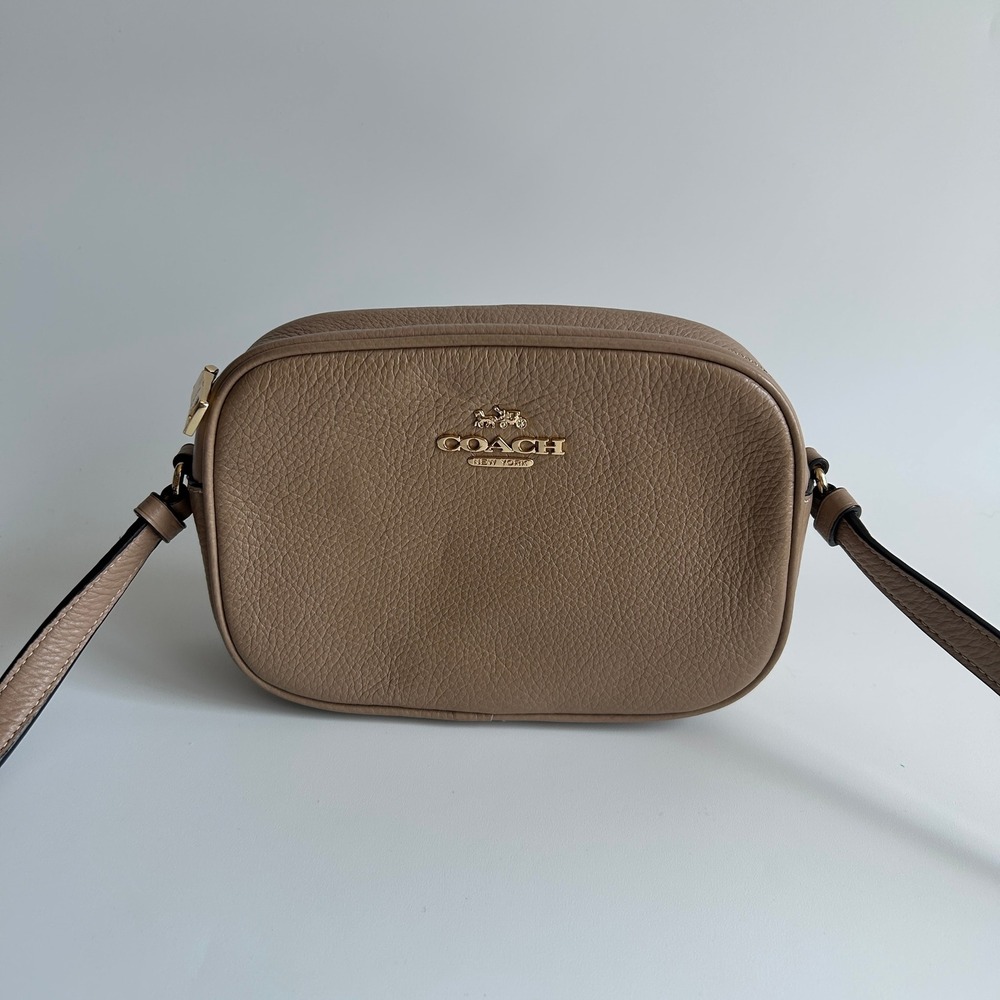 Coach Mini Jamie Camera Bag Taupe Tan Pebbled Leather CA069 Crossbody